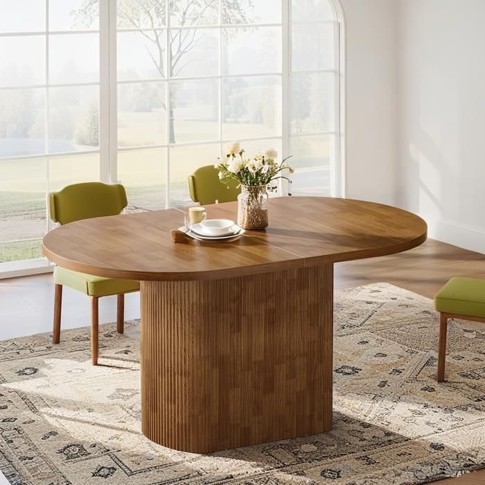 Table à Manger Ovale  - 120 x 70x 75 cm - Table de Cuisine en bois - pour 4 Personnes pour Salle à Manger, Cuisine, Salon, Brun