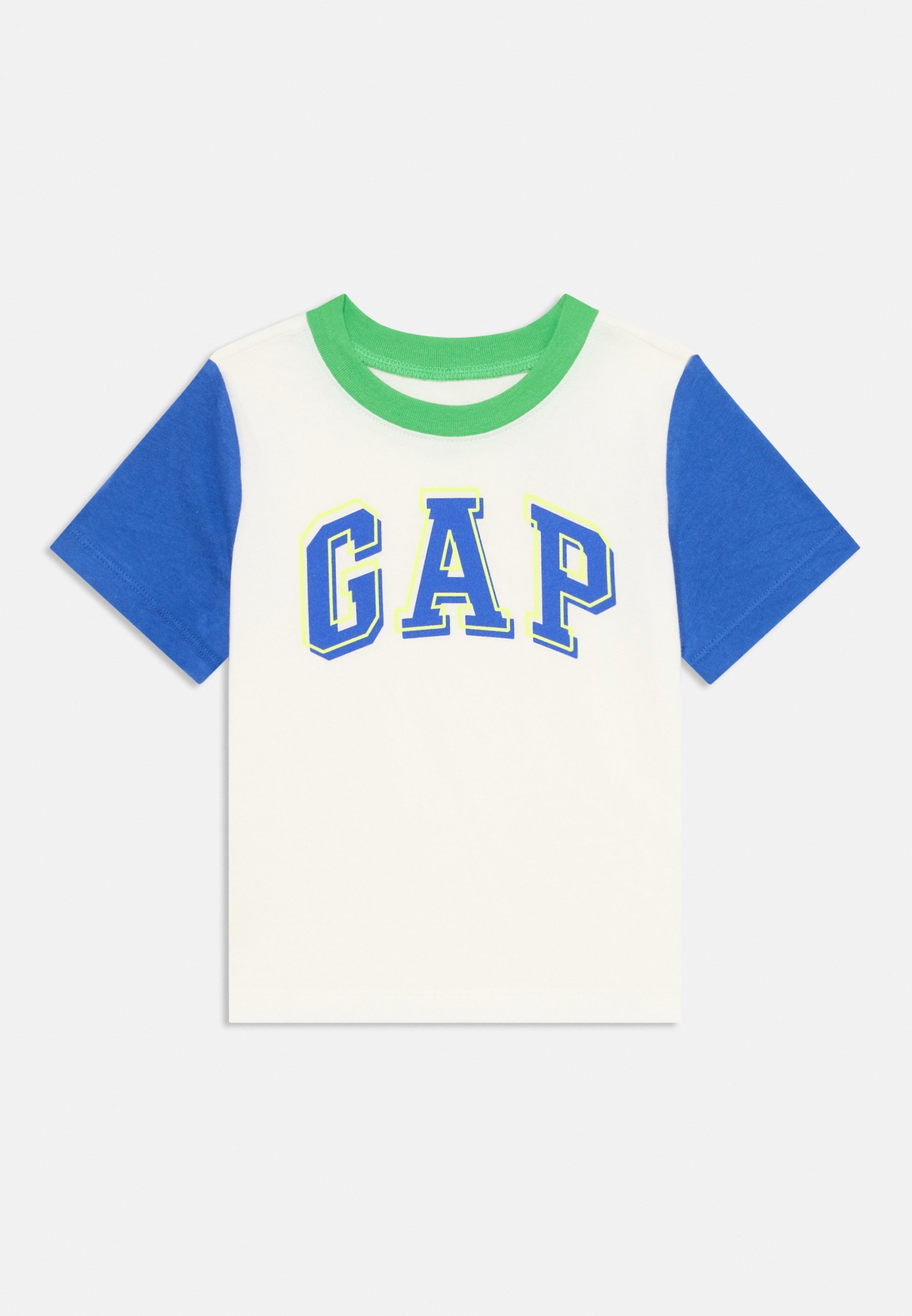 GAP BABYGAP LOGO T-SHIRT Z BLOKIEM KOLORÓW - Koszulka z nadrukiem - nowa, biała