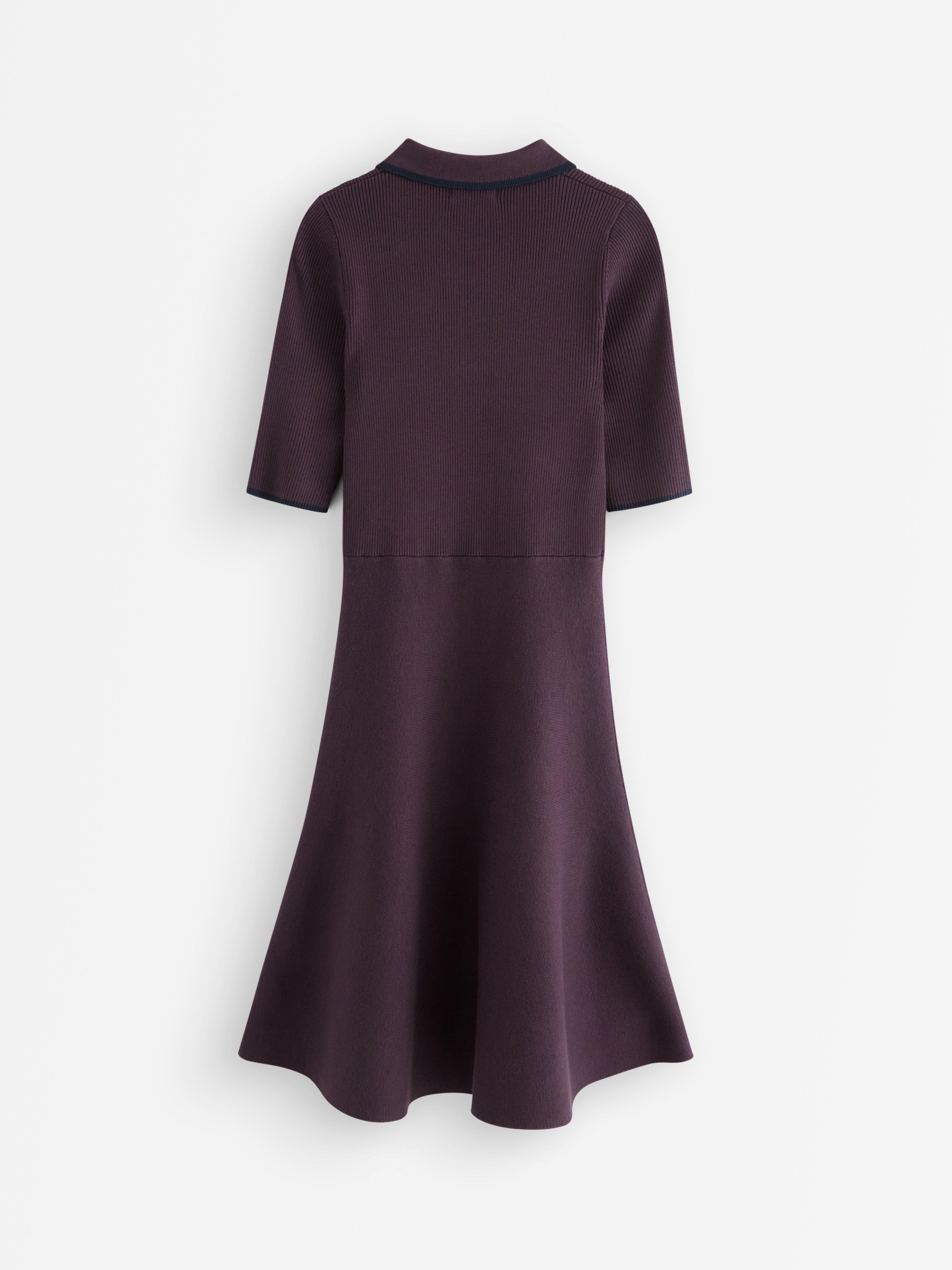 Minivestido de punto fino color lila oscuro empolvado