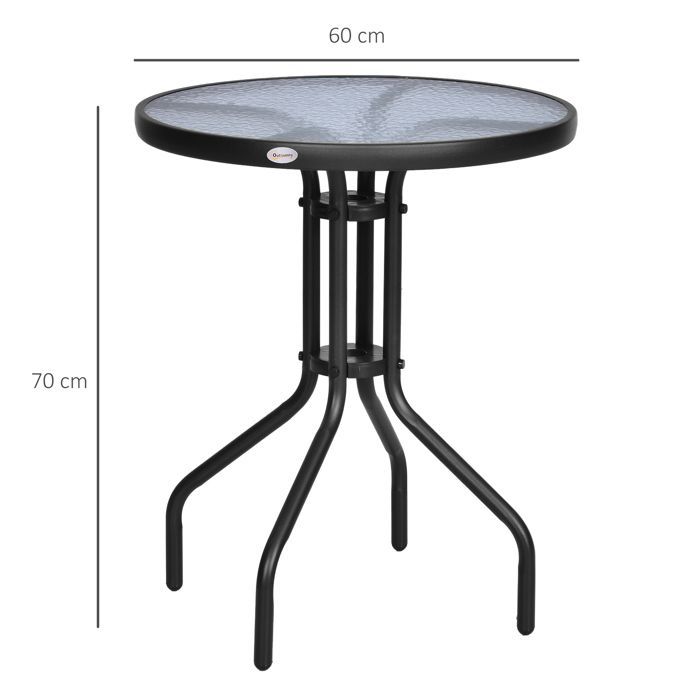 Table de Jardin Outsunny Métal 60 x 60 x 70 cm Noir