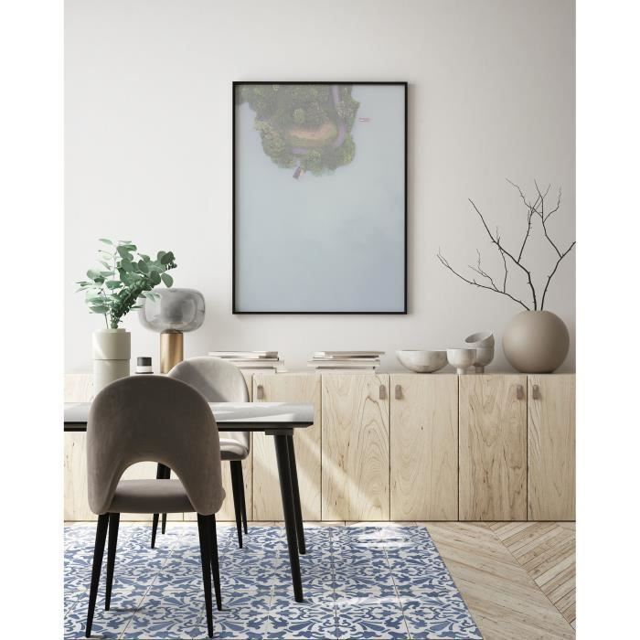 Tapis Vinyle Panorama Carreaux Ciments Géométrique Bleu 60x110 cm - Tapis pour Cuisine, Bureau et Salon en PVC