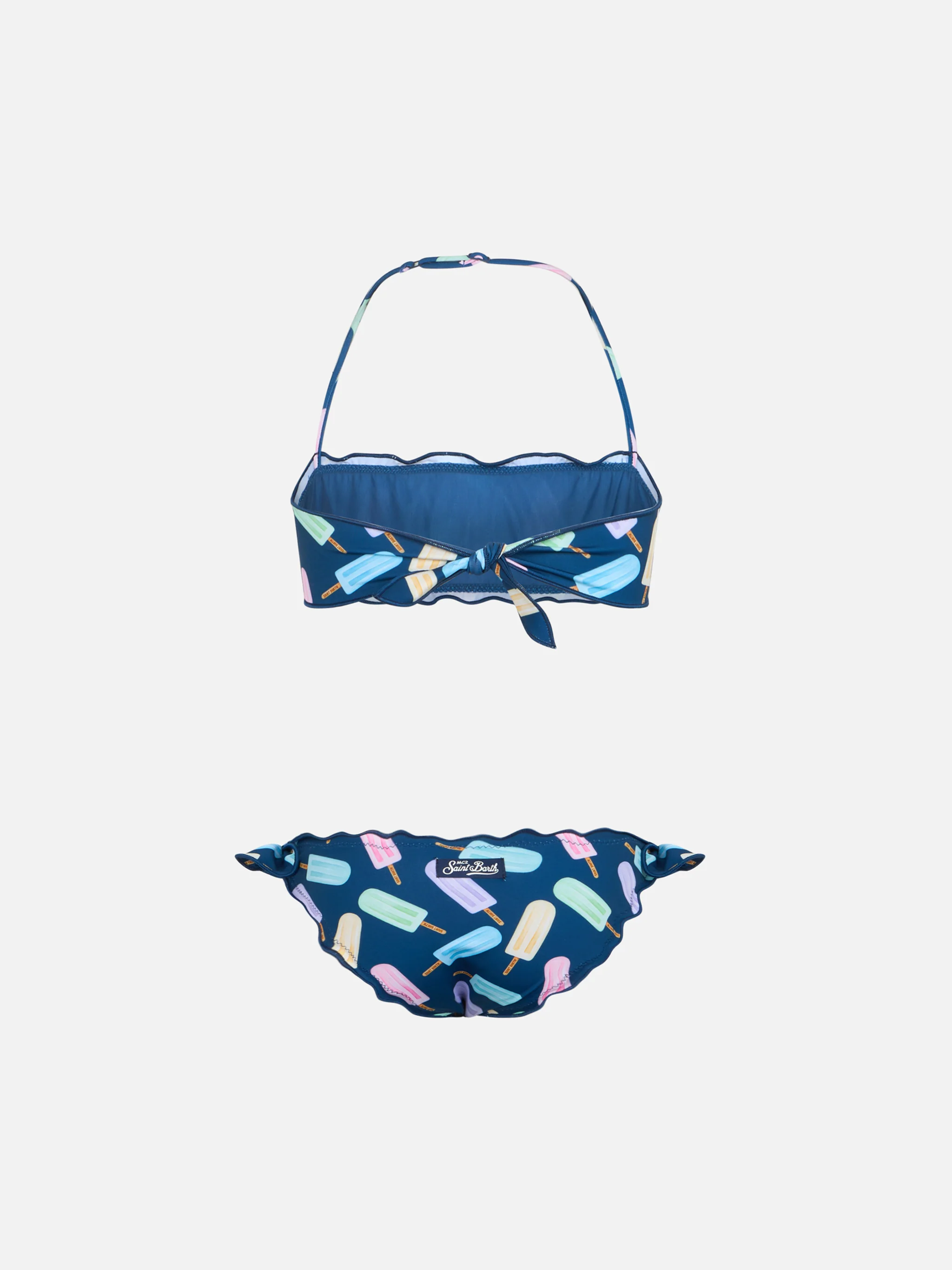 Bikini classico a fascia da bambina Emy con stampa ghiaccioli