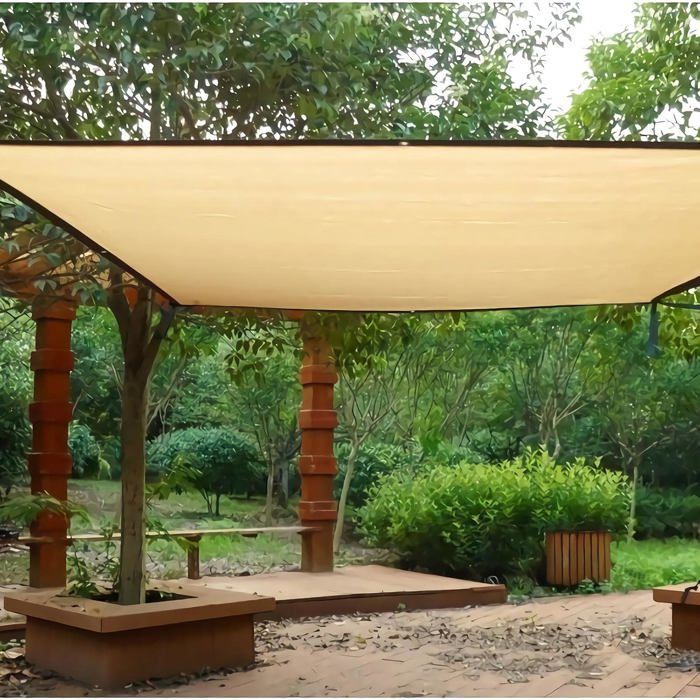 Malla de sombra de HDPE de 3x5 m, resistente a los rayos UV entre un 75 % y un 90 %, color beige - Vela de sombra para exteriores