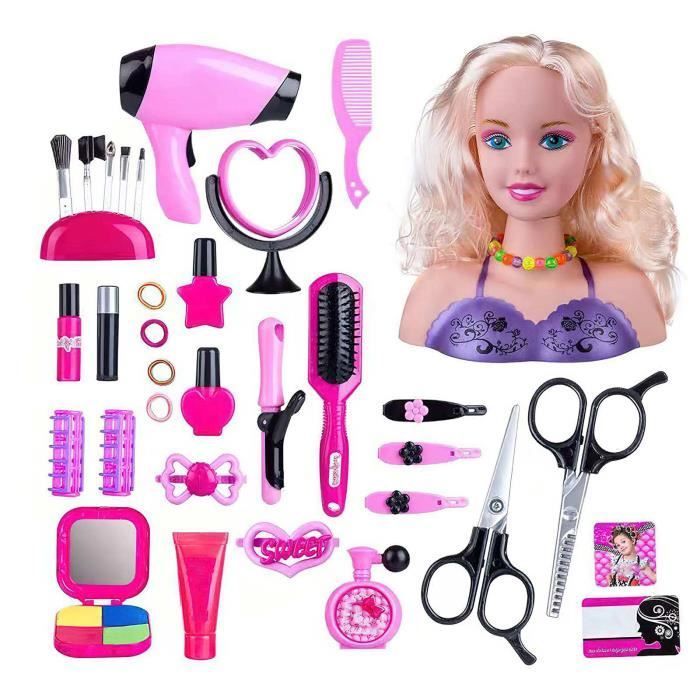 Jouet Tête à Coiffer - PRUMYA - Modèle Enfant - Accessoires Inclus - Rose - À partir de 3 ans