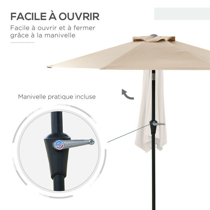 Outsunny - parasol - Métal - 230x230x216cm - Beige