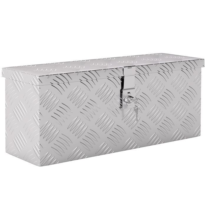 Storage box - tool box - HOMCOM - key lock for transporting tools - aluminum - 50x15.5x20.5cm - silver