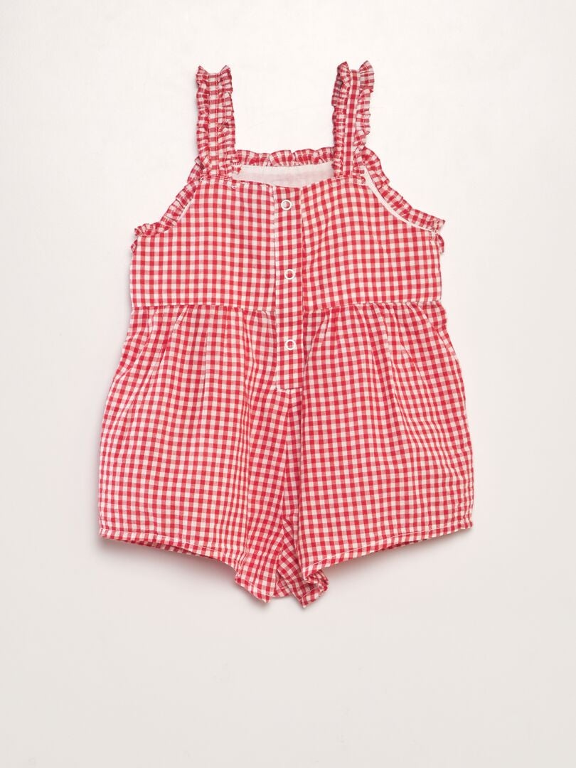 Vichy katoenen voile jumpsuit - ROOD