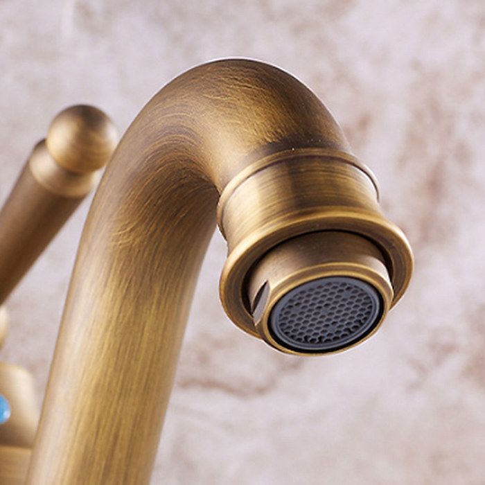 IDEKO Bathroom Faucet - Single Hole - Antique Brass - Suitable for Sink and Basin