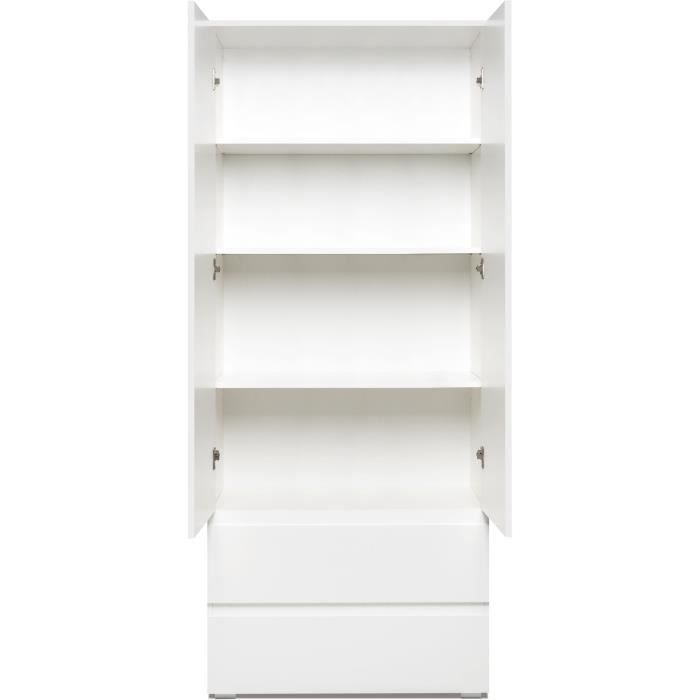 IMAGE7 Wardrobe - 2 doors + 2 drawers - Matte White - W80 x H191 x D40 cm