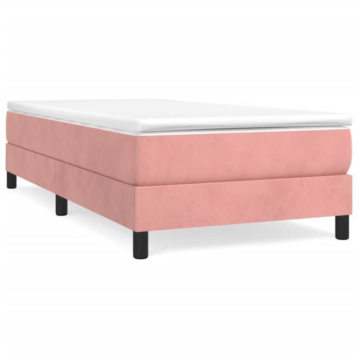 Struttura letto con materasso - Maison Exclusive - 80x200 cm - Velluto rosa - Massimo relax