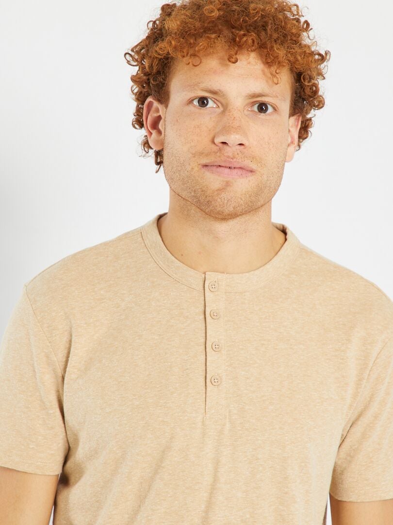 T-shirt met gemêleerd effect - BEIGE