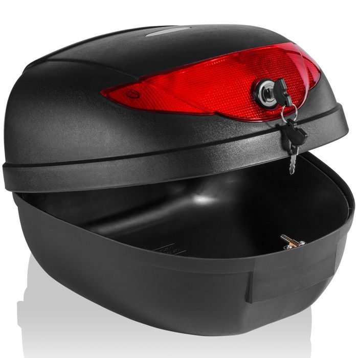 TRESKO® Top Case Moto Universel 24L | 2 clés incluses | Compatible 1 Casque, Éclaboussures, pour Moto, Scooter, Cyclomoteur & Quad