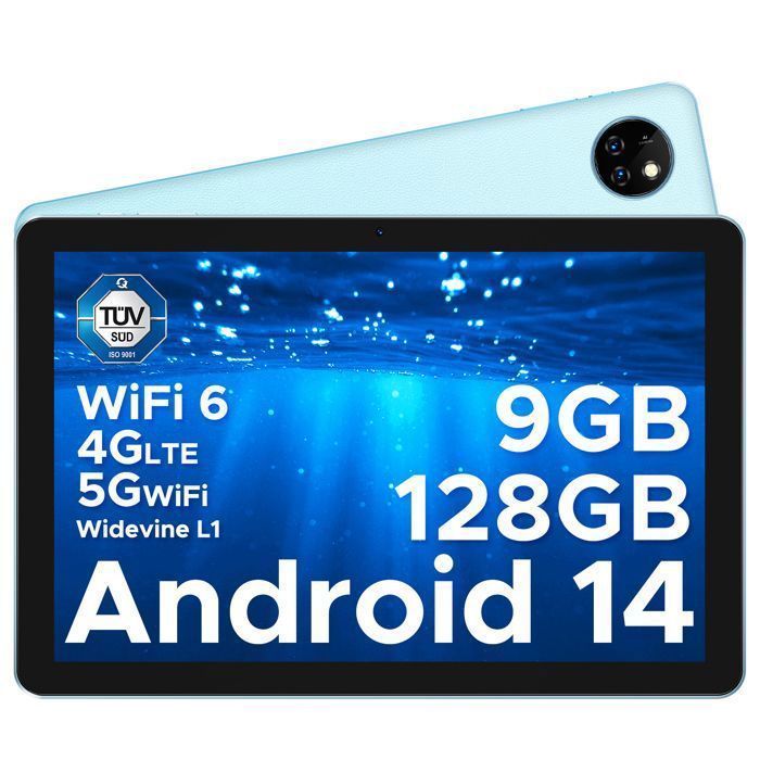 Tablette Tactile DOOGEE T10W 10.1 pouces Android 14 Dual SIM LTE 9 Go RAM + 128 Go ROM 8000mAh - WiFi 4G Tablette PC TÜV -Bleu