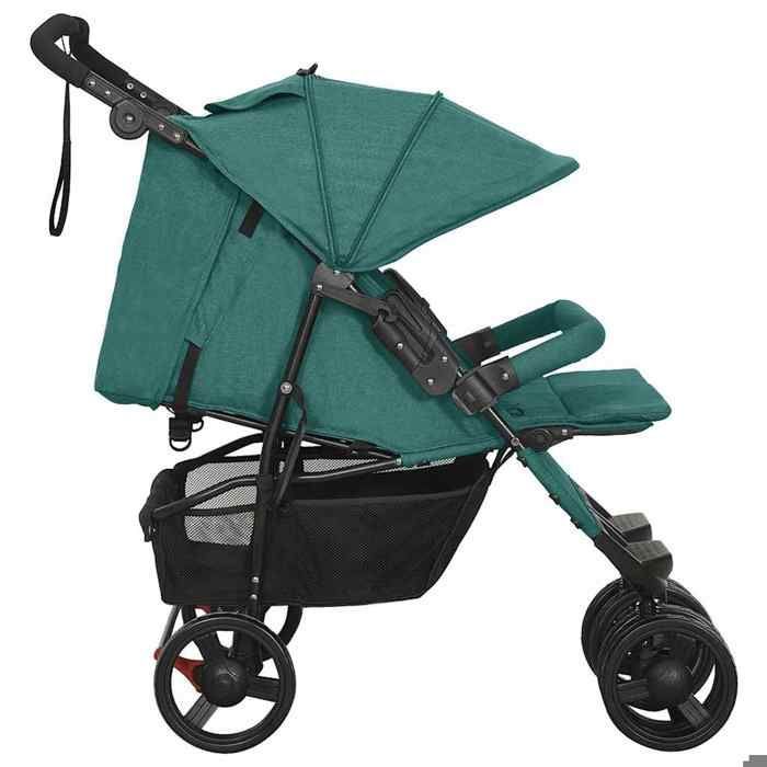 vidaXL Double Stroller, Steel Green