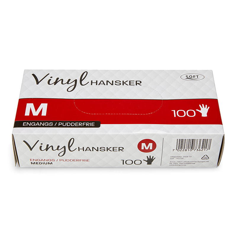 Bløde engangshandsker M 100-pak, vinyl