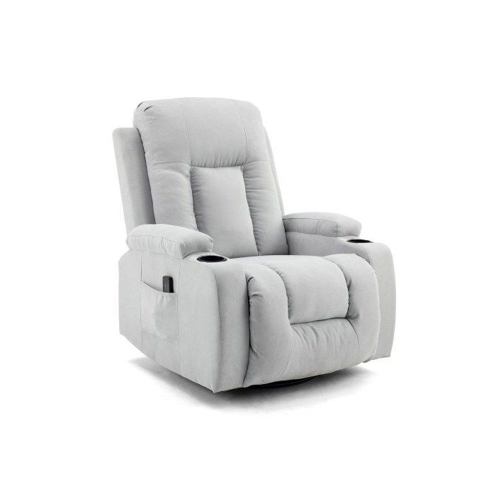 Fauteuil de Massage et Chauffage, avec pivotant à 360°, inclinable manuellement, 76x85x105,Gris Clair