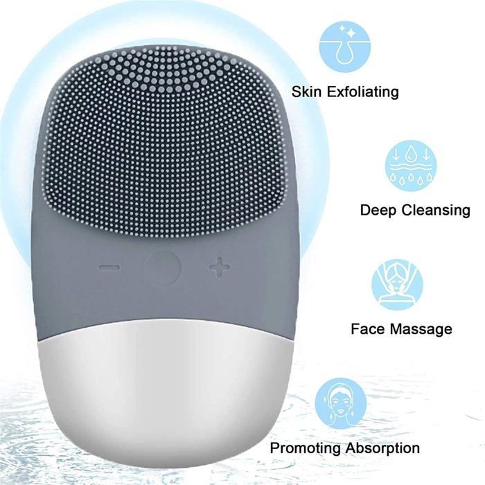 Brosse nettoyante visage, brosse de massage électrique 3 en 1 en silicone, étanche IPX7, rechargeable par USB