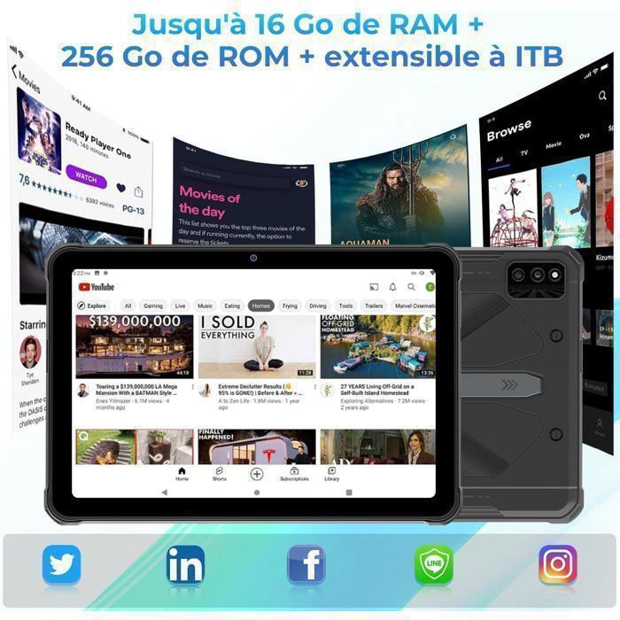 Tablette Incassable HOTWAV R6 Pro 16Go+256Go 10.1