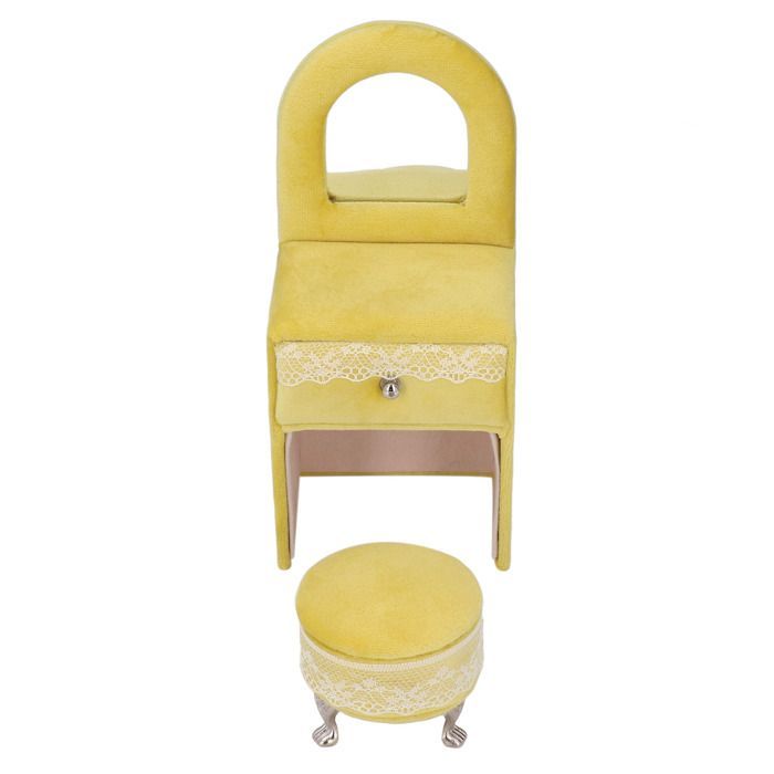 Chaise de maison de poupée - Noname - Mini chaise - Flanelle douce - Couleur crème et jaune - Livrée montée