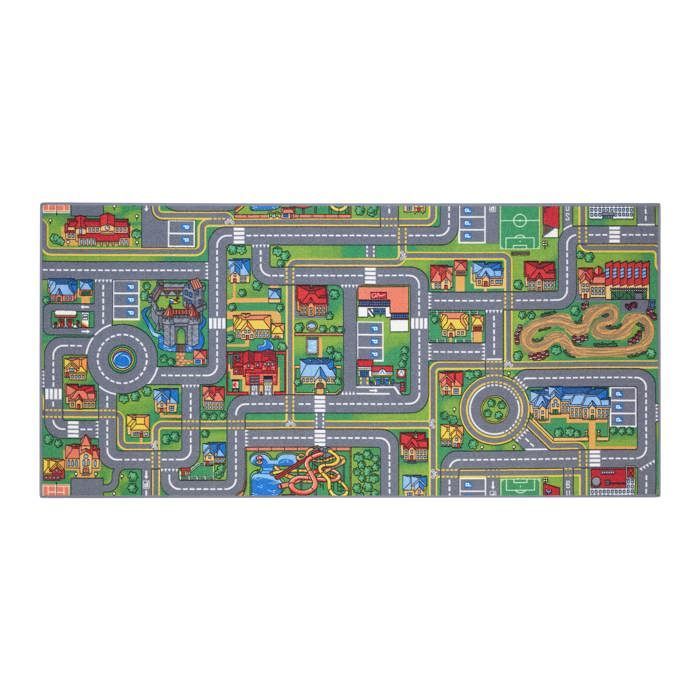 Spielmatte für Kinder, 95 x 200 cm, Playcity – Autorennbahnmatte – Waschbar – Rutschfest – Carpet Studio