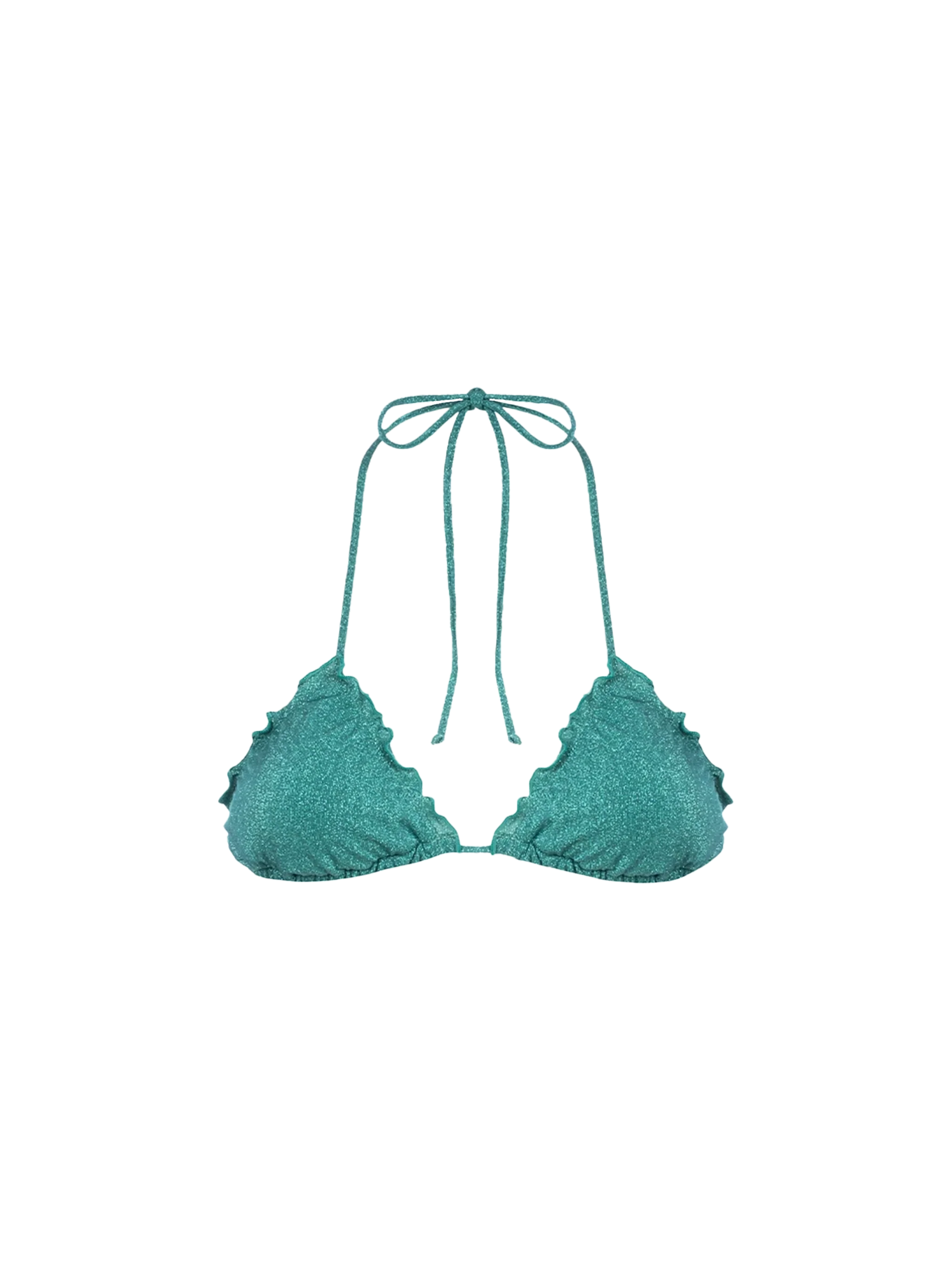 Klassieke triangelbikinitop voor dames in Sagittarius-groen lurex.