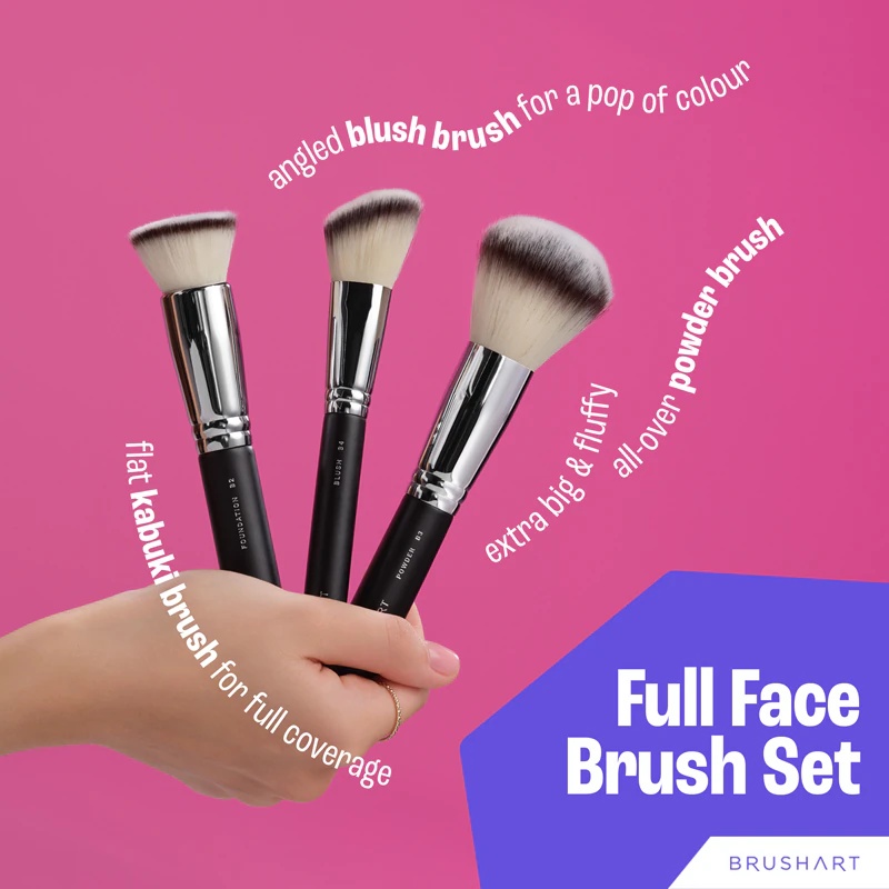 „BrushArt Professional“ viso veido šepetėlių rinkinys su makiažo dėklu, juodas