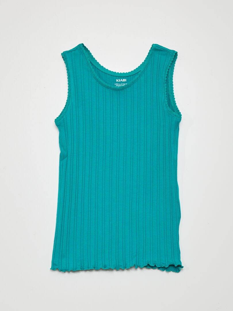 Camiseta sin mangas acanalada - VERDE