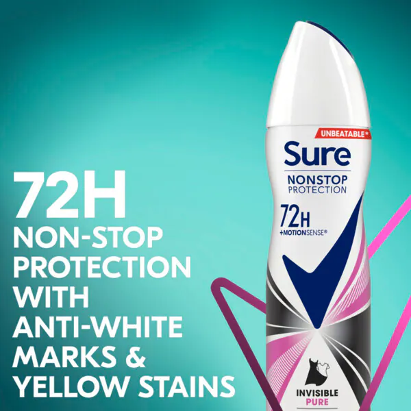 Desodorante antitranspirante en aerosol Sure Nonstop Invis Pure 150 ml