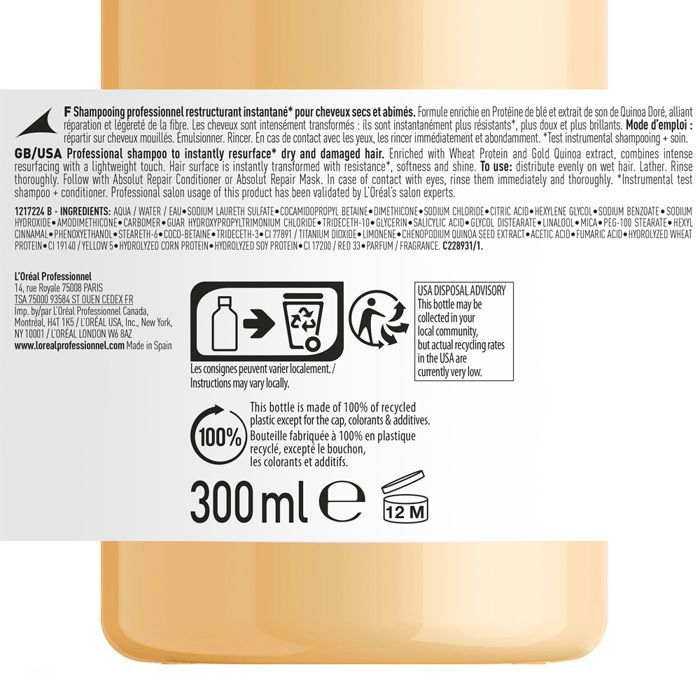 Haarverzorgingsset - L'ORÉAL PARIS - L'Oréal Professionnel - Absolut Repair Serie Expert Shampoo 300 ml