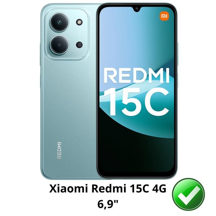 Capa e película protetora - PHONILLICO - Xiaomi Redmi 15C 4G - Flexível - Transparente - 2 Películas de Vidro Temperado