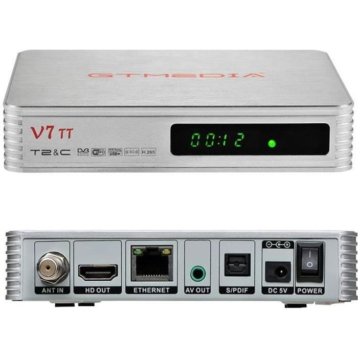 GT Media V7 TT -satelliittiantennit, digitaalinen maanpäällinen televisio (DTT), dekooderi televisiolle, kaapelivastaanotinyhdistelmä, DVB-T-T2, DVB-C-viritin, H.265 HEVC 10-bittinen demodulaattori, F 1544