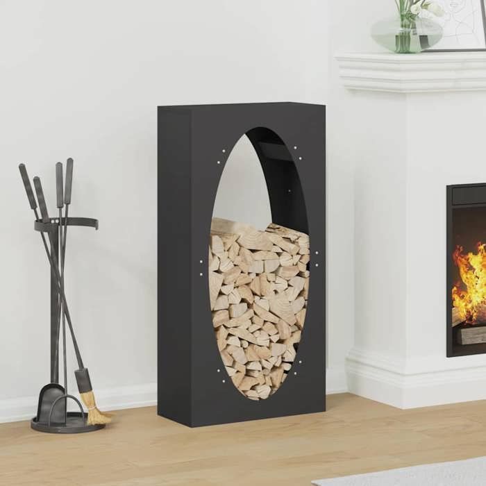 vidaXL Portant de bois chauffage noir 50x23x100 cm, support à bûches de cheminée, support à bûches, support à bûches, 864181