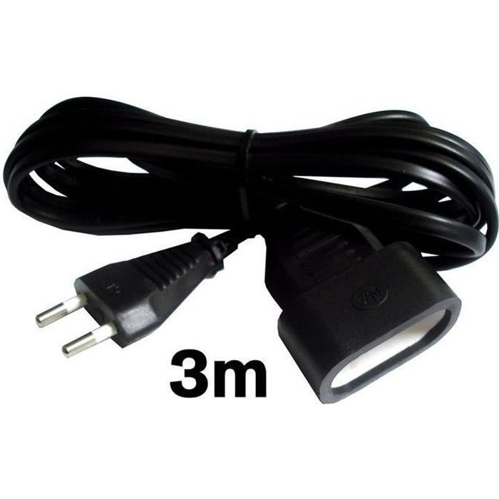 Cable de extensión ZENITECH de 3 m - Cable HO3VVH2F - 2x0,75 - Negro
