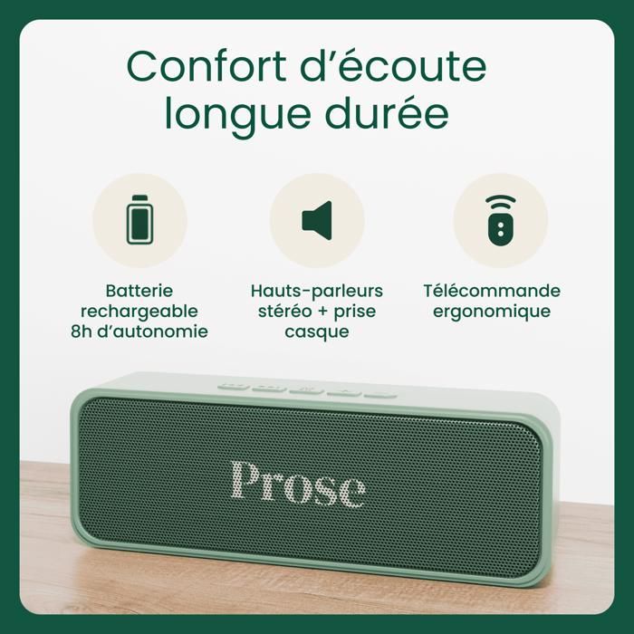 Lettore di audiolibri in prosa - semplice e senza schermo - 16 GB - ampio catalogo di libri da ascoltare