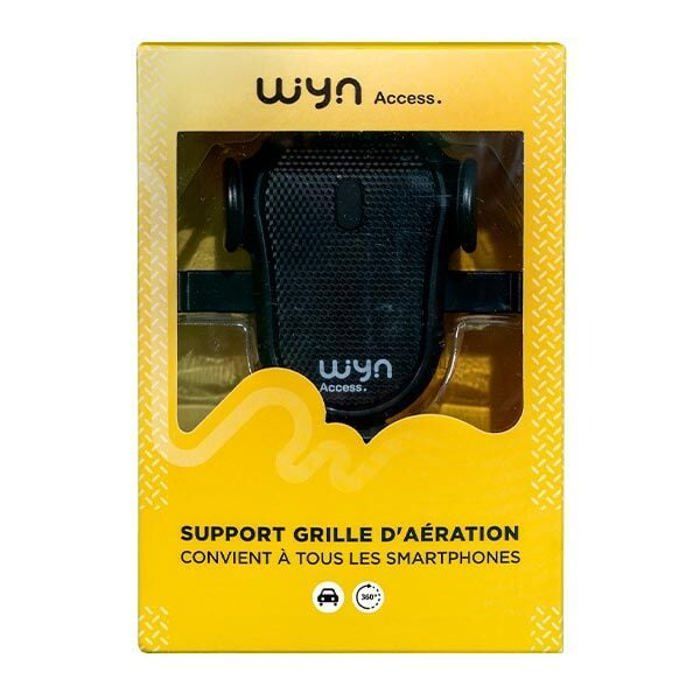 Support de téléphone - WYNN'S - Compatible avec tous les Smartphones - Noir - Rotation 360° - Plastique