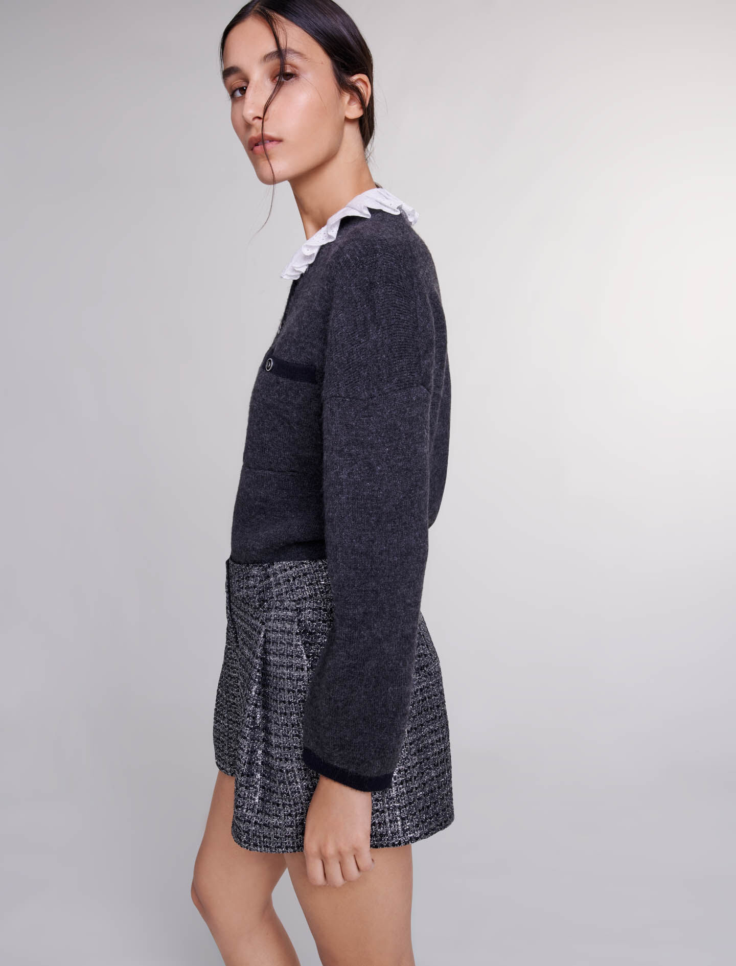 Tweed shorts - Zilver