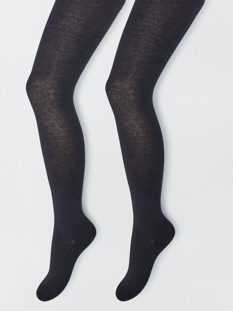 Warme katoenen panty's - Set van 2 - Zwart
