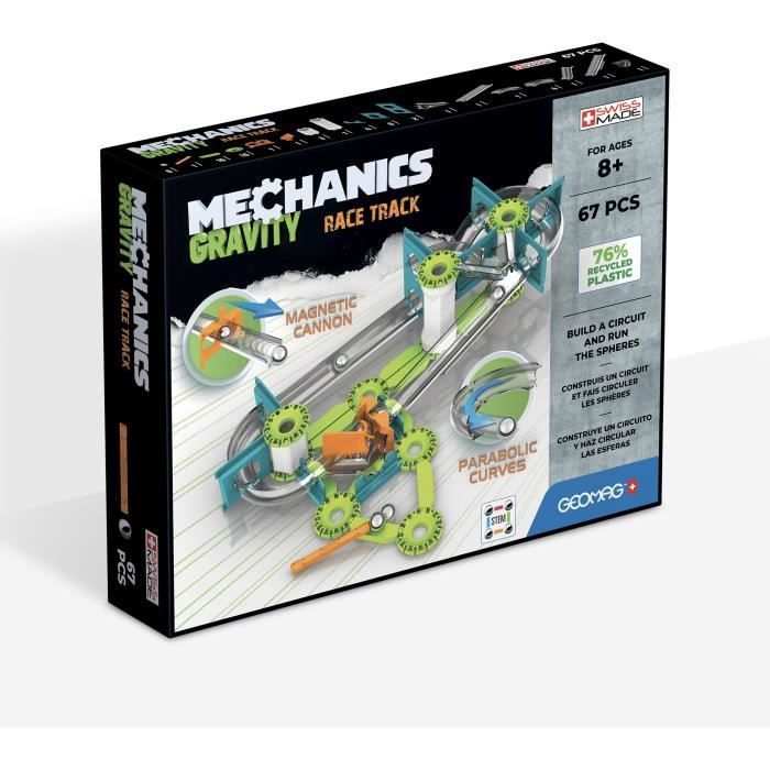 Knikkerbaan - GEOMAG - Mechanische zwaartekracht racebaan - 67 onderdelen - Magnetisch - Zwaartekracht - Gerecycled plastic