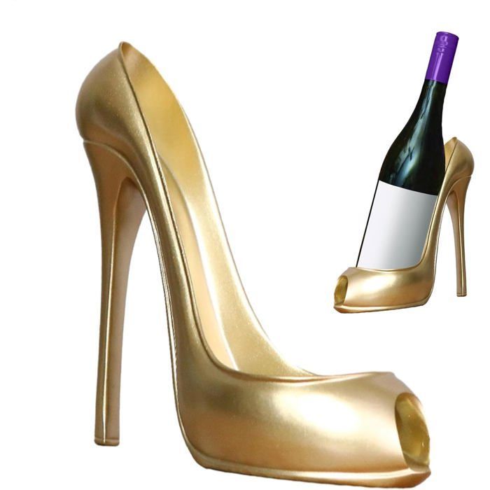 Soporte decorativo para botellas de vino - MICH - Forma de zapato - Diseño de tacón alto - Material de resina - Estable y resistente