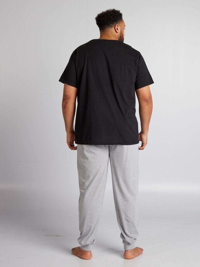 Lange pyjama 'NASA' T-shirt + broek - 2-delig - ZWART