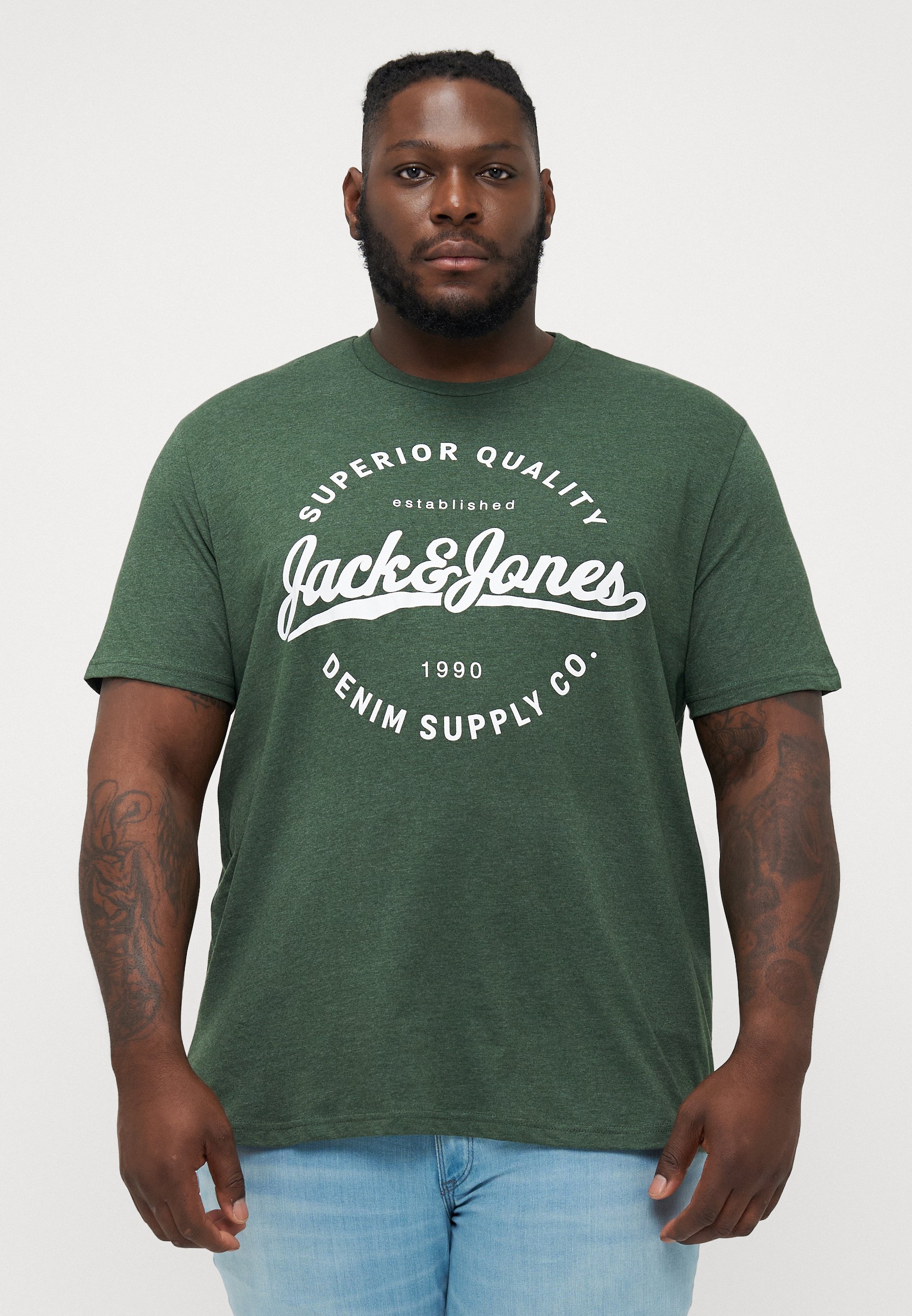 Jack & Jones JJSTANLI T-shirt met ronde hals, 5 stuks - T-shirt met print - wit/zwart/marineblauw/groen/staalblauw