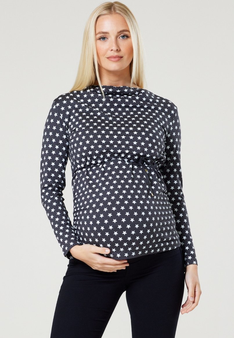 Chelsea Clark Stilloberteil – Langarmshirt – Grau-Weiß