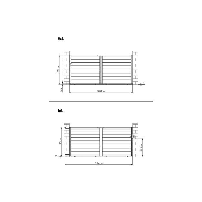 Portail électrique coulissant aluminium plein L374 x H165 cm anthracite - NAZARIO