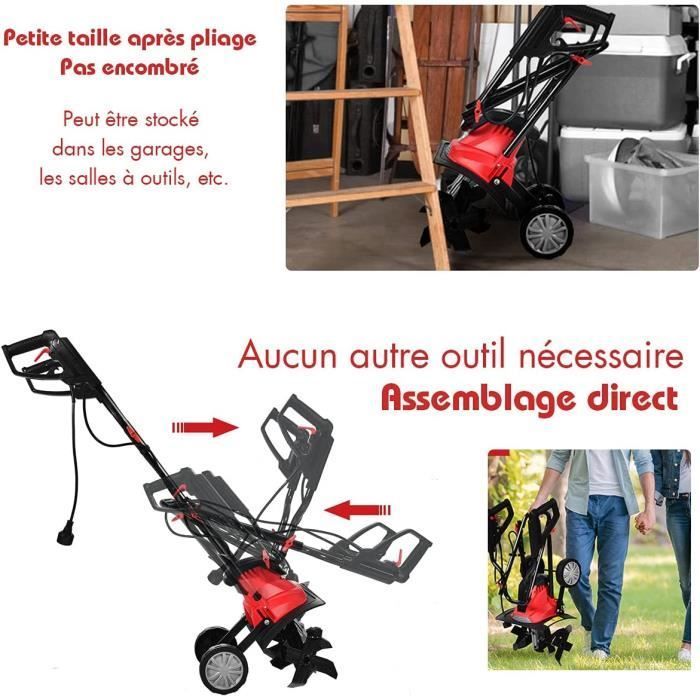 RELAX4LIFE 1200W Electric Tiller at 365 RPM, 35cm Working Width and 4 Blades, Folding Handle & Safety Button