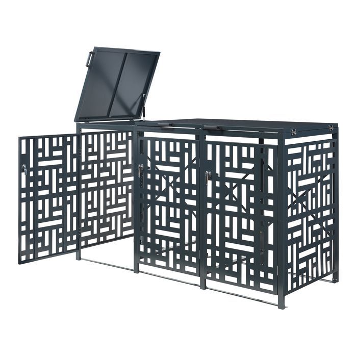 Caja de almacenamiento Bernalda para 3 contenedores de 240 L, acero galvanizado, color antracita.
