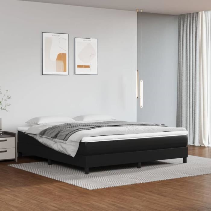 Base de cama de muelles KEENSO - Negra - 180x200 cm - Piel sintética