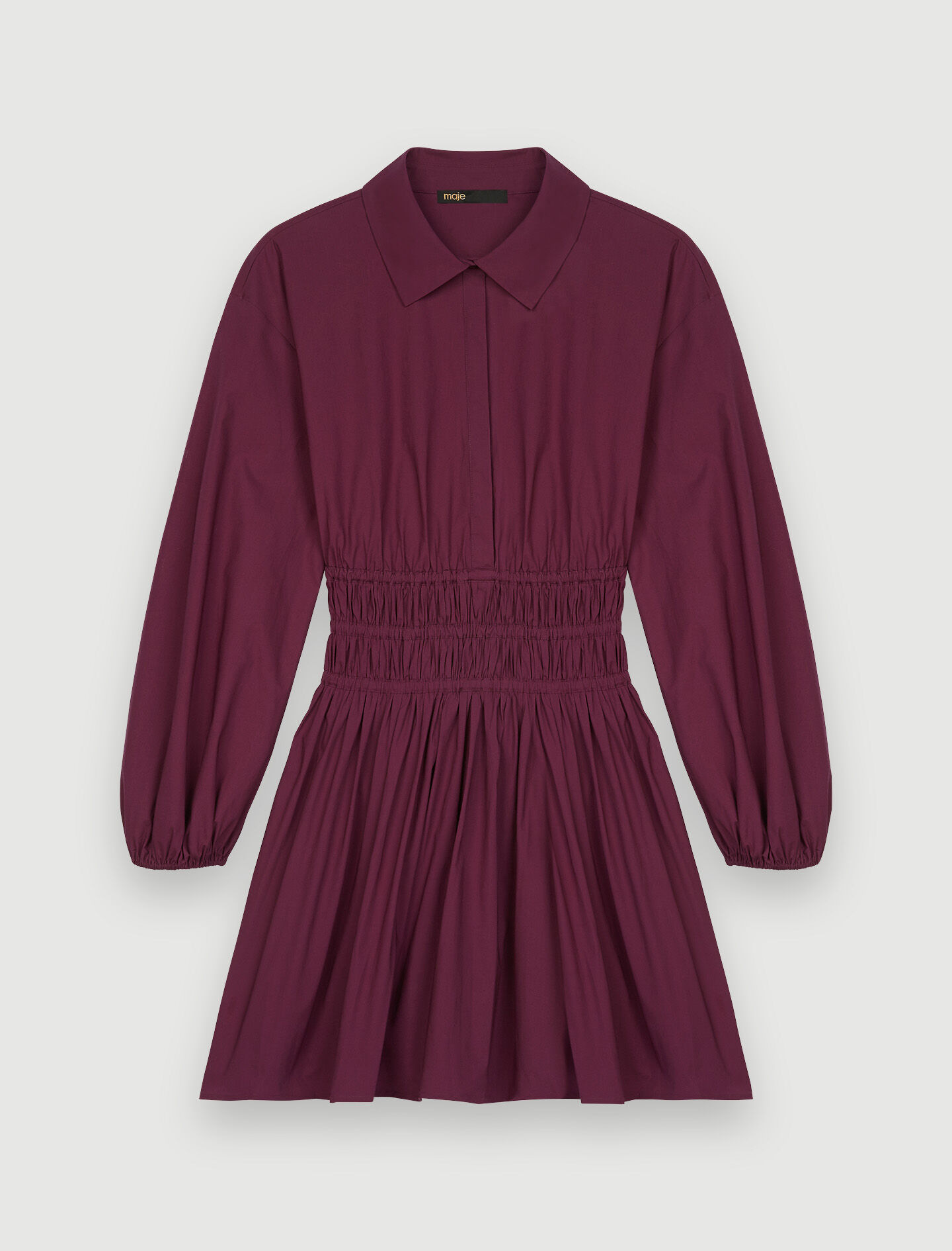 Katoenen jurk met plooien in de taille - Violet