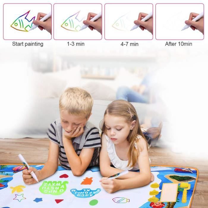 Tapis de dessin enfant - Saletop - 100x70 cm - Multicolore - 25 pièces - Éducatif aquatique