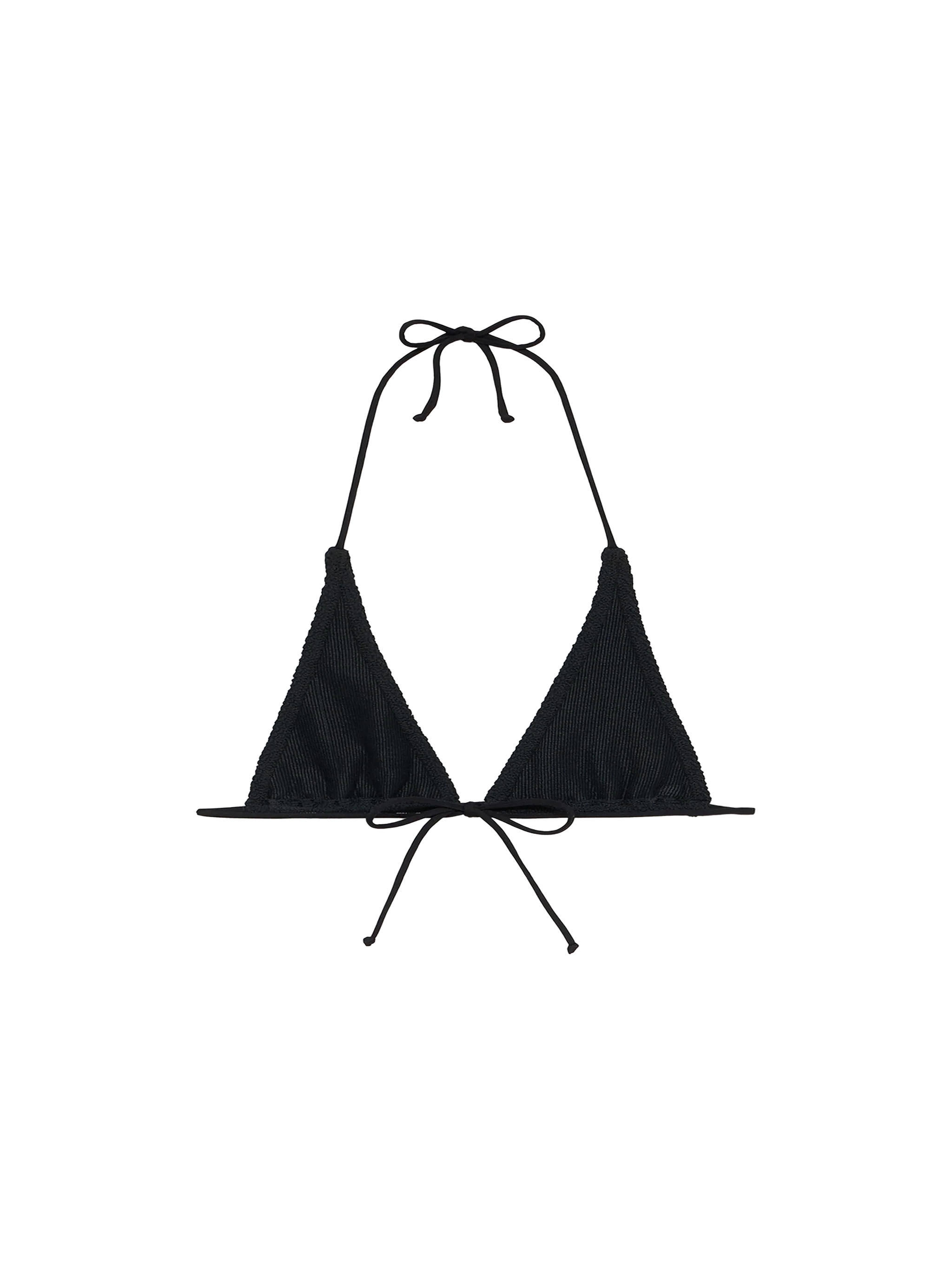 Top triangular negro arrugado para mujer de Guiana