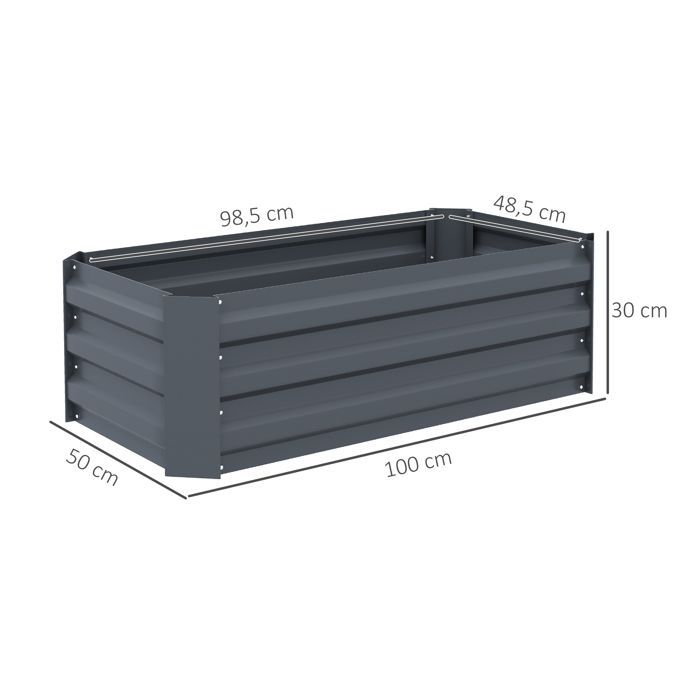Raised garden beds - Outsunny - set of 2 corrugated steel garden beds for fruits and herbs - steel - 100x50x30cm - grey